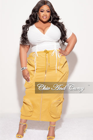 Final Sale Plus Size Cargo Skirt in Mustard