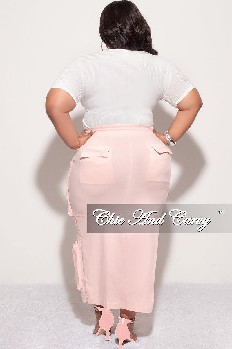 Final Sale Plus Size Cargo Skirt in Light Pink