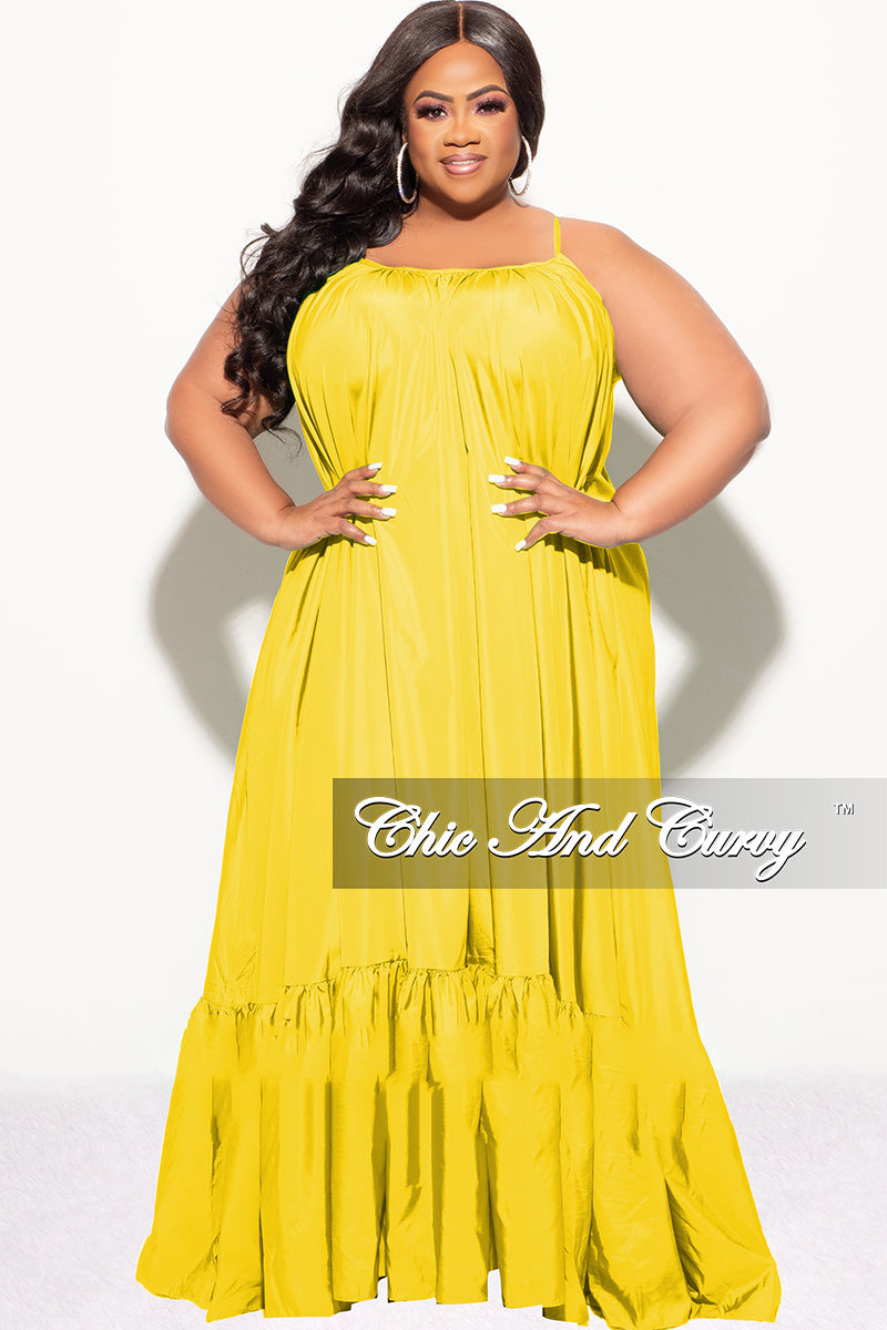 Final Sale Plus Size Spaghetti Strap Peasant Maxi Dress in Yellow Must Chic And Curvy Final Sale Plus Size Spaghetti Strap Peasant Maxi Dress in Yellow Must Chic And Curvy