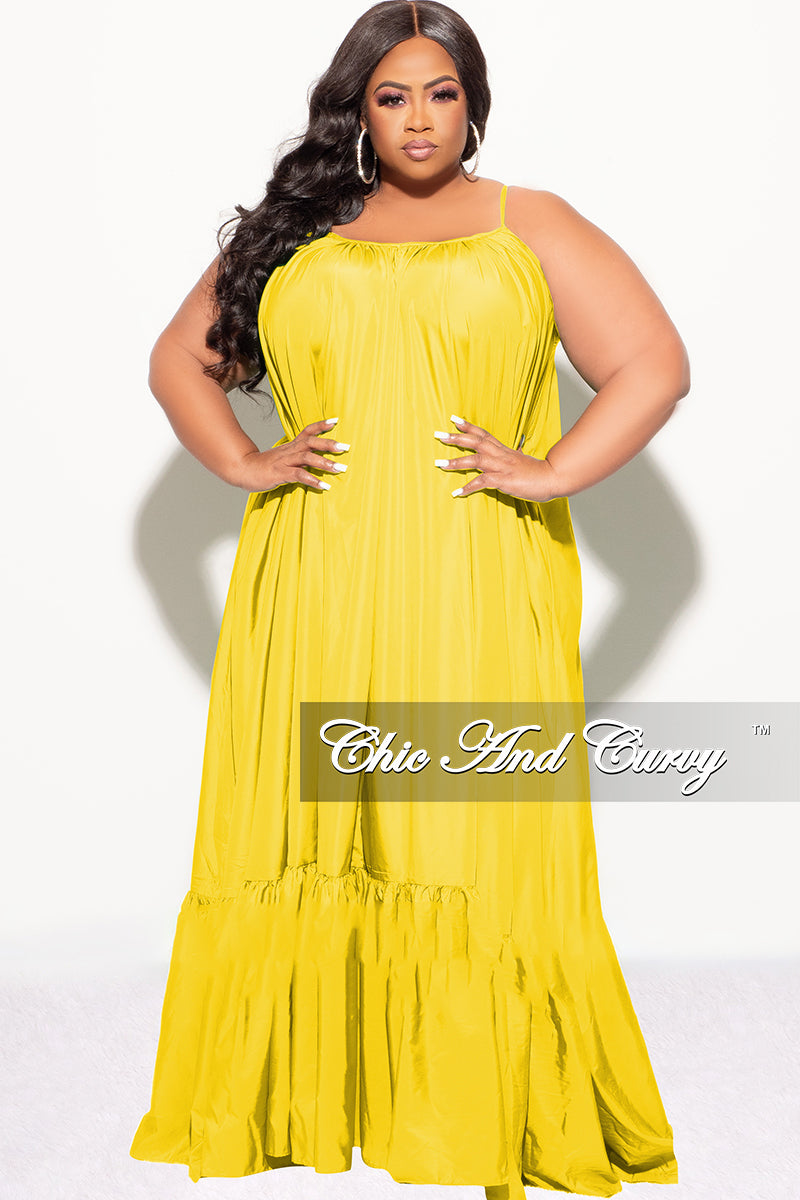 Final Sale Plus Size Spaghetti Strap Peasant Maxi Dress in Yellow Must Chic And Curvy Final Sale Plus Size Spaghetti Strap Peasant Maxi Dress in Yellow Must Chic And Curvy