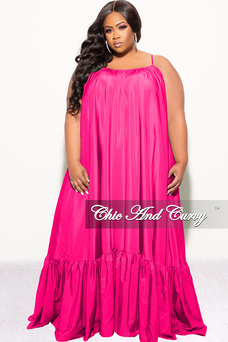 Final Sale Plus Size Spaghetti Strap Peasant Maxi in Fuchsia Chic And Curvy Final Sale Plus Size Spaghetti Strap Peasant Maxi in Fuchsia Chic And Curvy