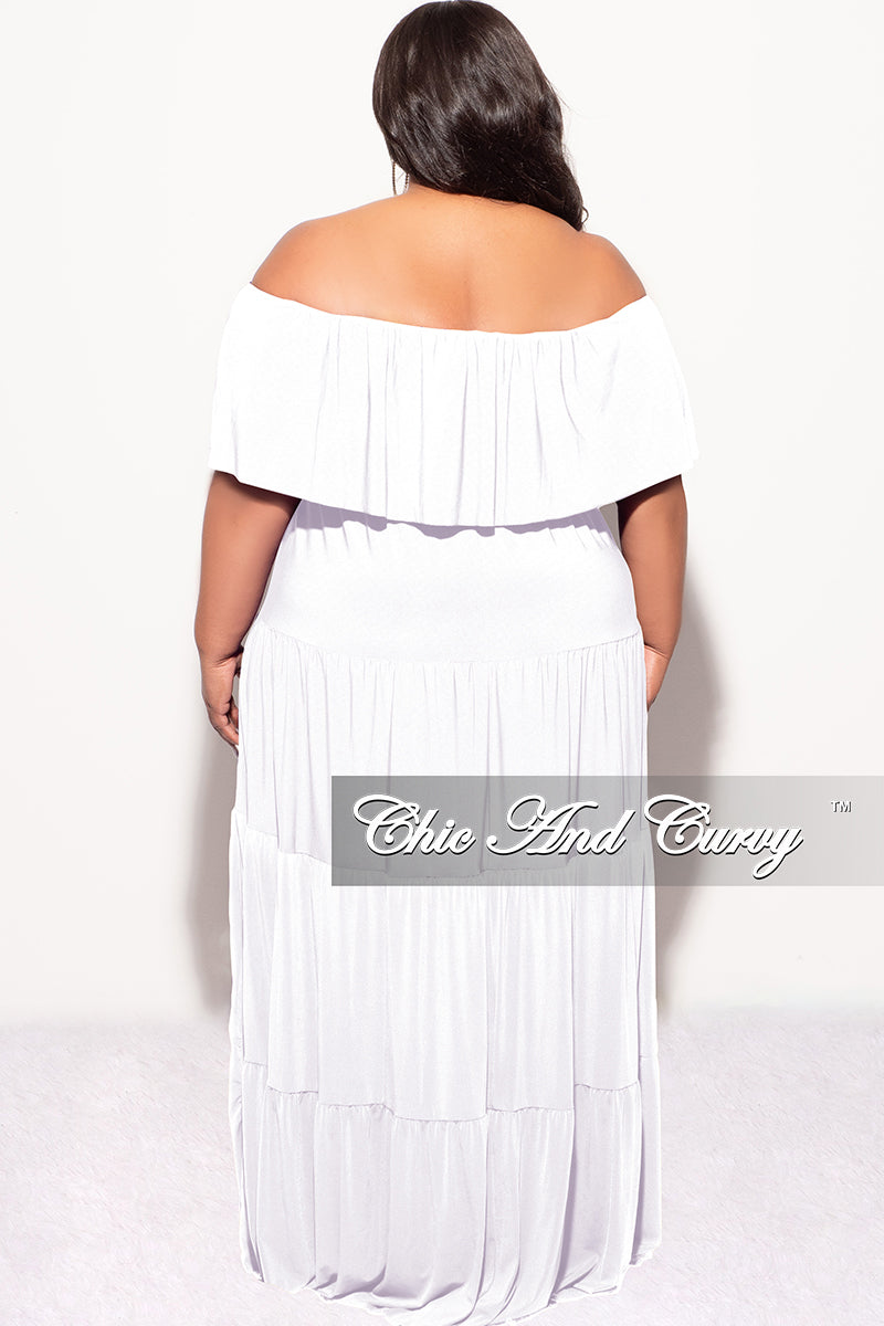 Final Sale Plus Size Off The Shoulder Tiered Maxi Dress in White