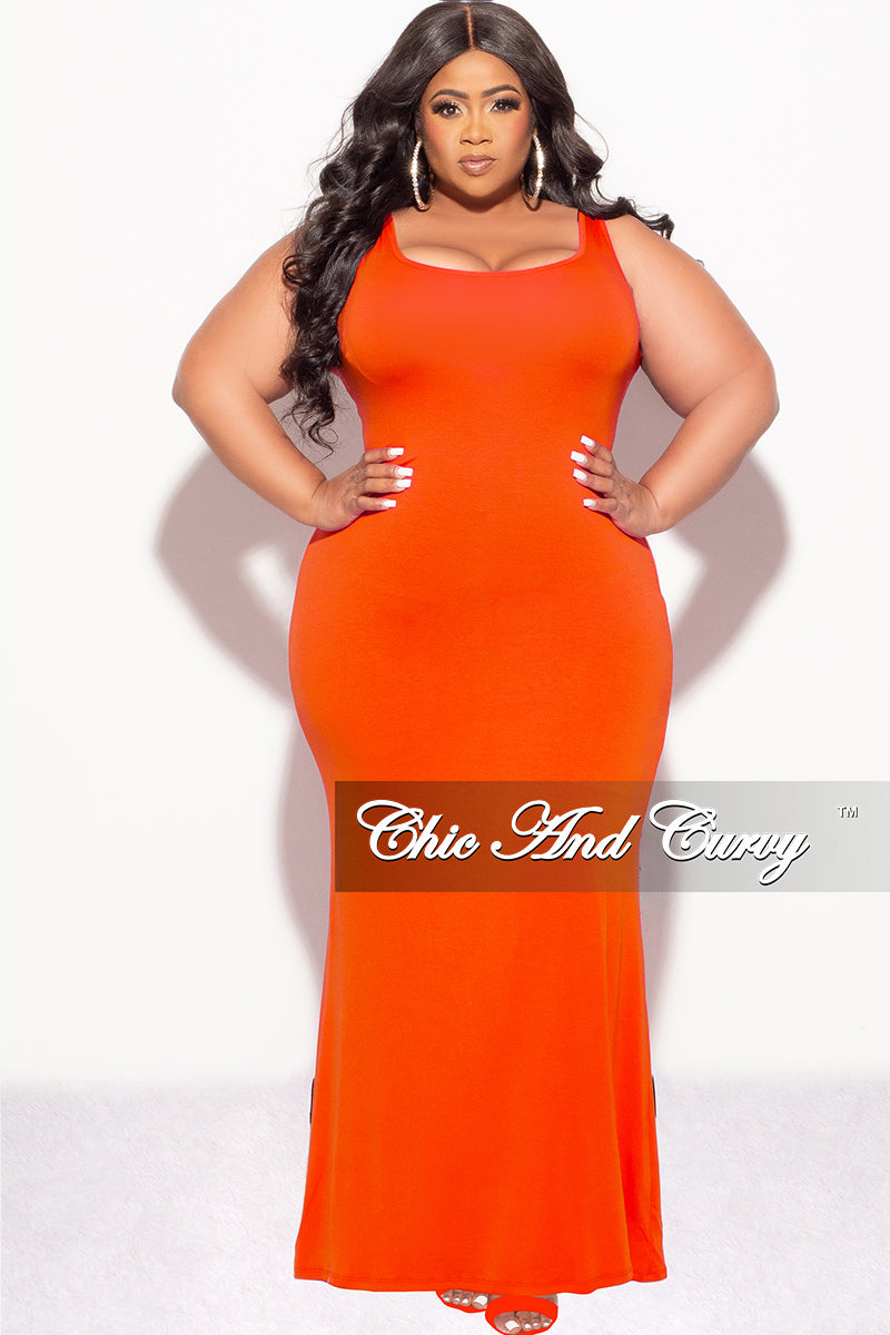 Final Sale Plus Size Tank Maxi Dress in Orange