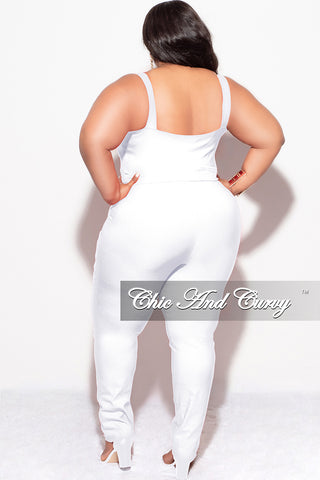 Final Sale Plus Size Sleeveless Cargo Jumpsuit in White