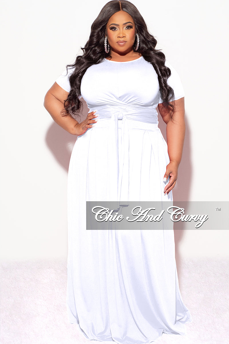 Final Sale Size 2pc Tie Top Maxi Skirt Set in White