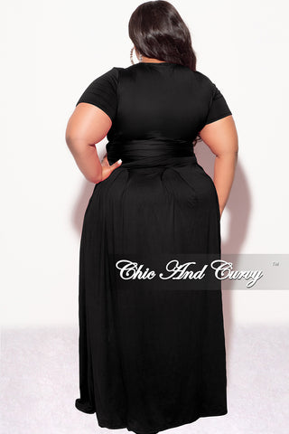 Final Sale Size 2pc Tie Top Maxi Skirt Set in Black