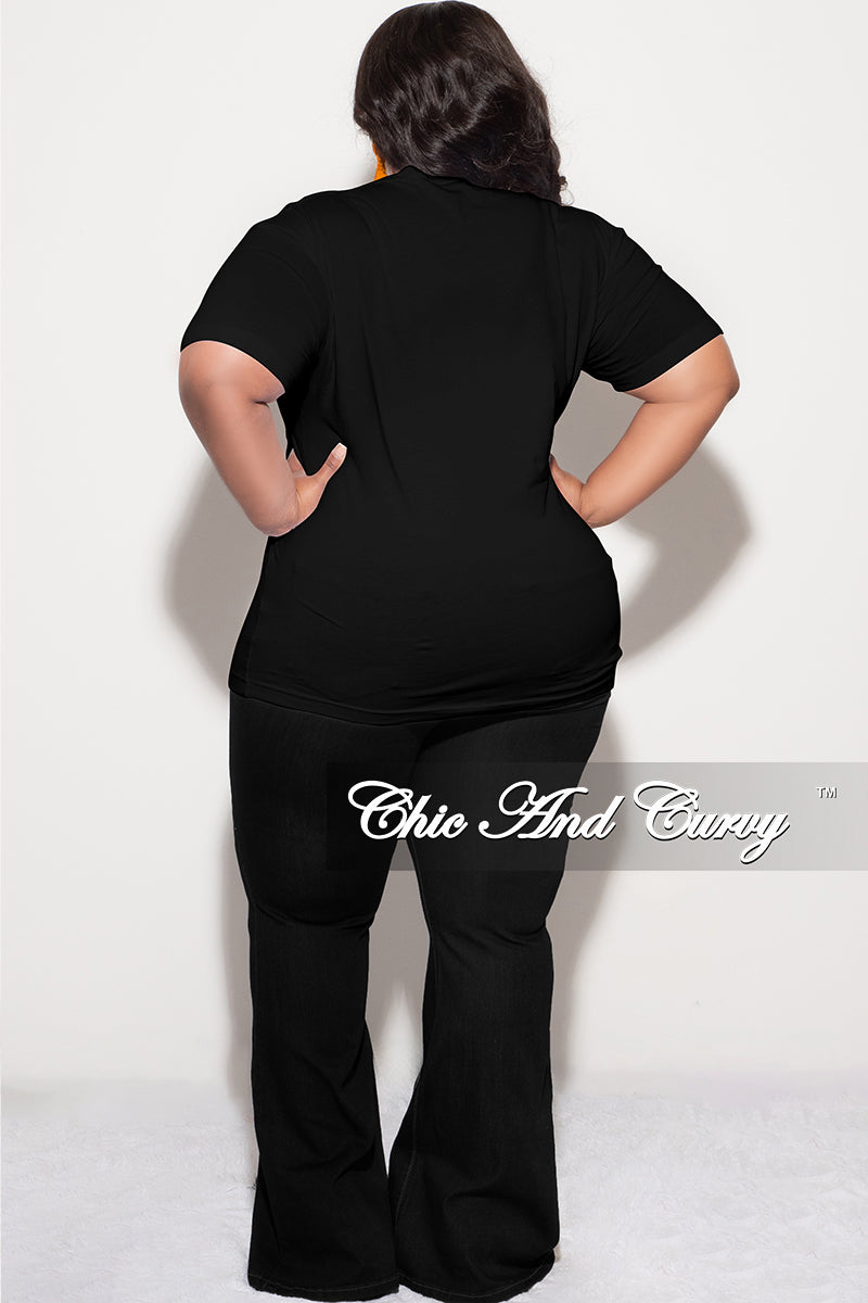Final Sale Plus Size Short Sleeve "CALIFORNIA" Graphic T-Shirt in Black