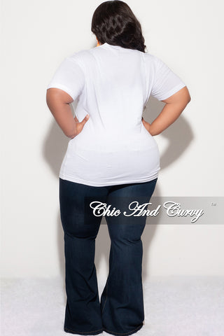 Final Sale Plus Size Short Sleeve "CALIFORNIA" Graphic T-Shirt in White and Orange