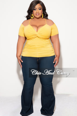 Final Sale Plus Size Cold Shoulder Top in Mustard Yellow