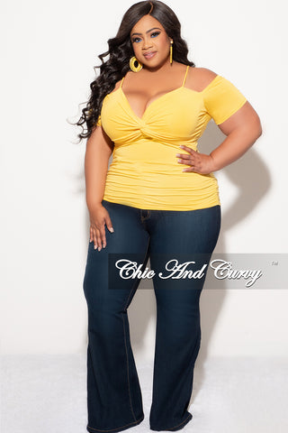 Final Sale Plus Size Cold Shoulder Top in Mustard Yellow