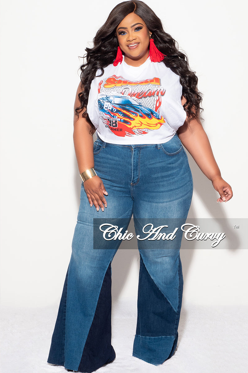 Final Sale Plus Size Sleeveless "SPEED DREAM'" Cross Wrap Graphic Top in White