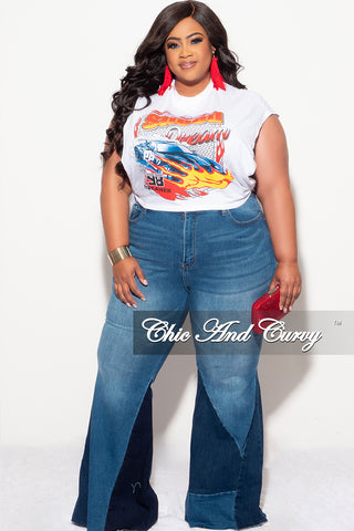 Final Sale Plus Size Sleeveless "SPEED DREAM'" Cross Wrap Graphic Top in White
