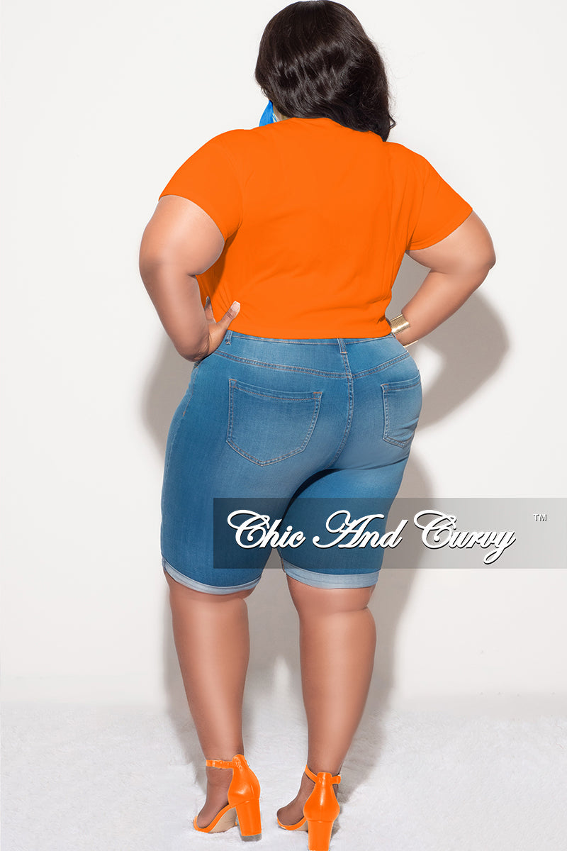 Final Sale Plus Size Zip Up Jersey "DESTINY " Graphic Top in Orange