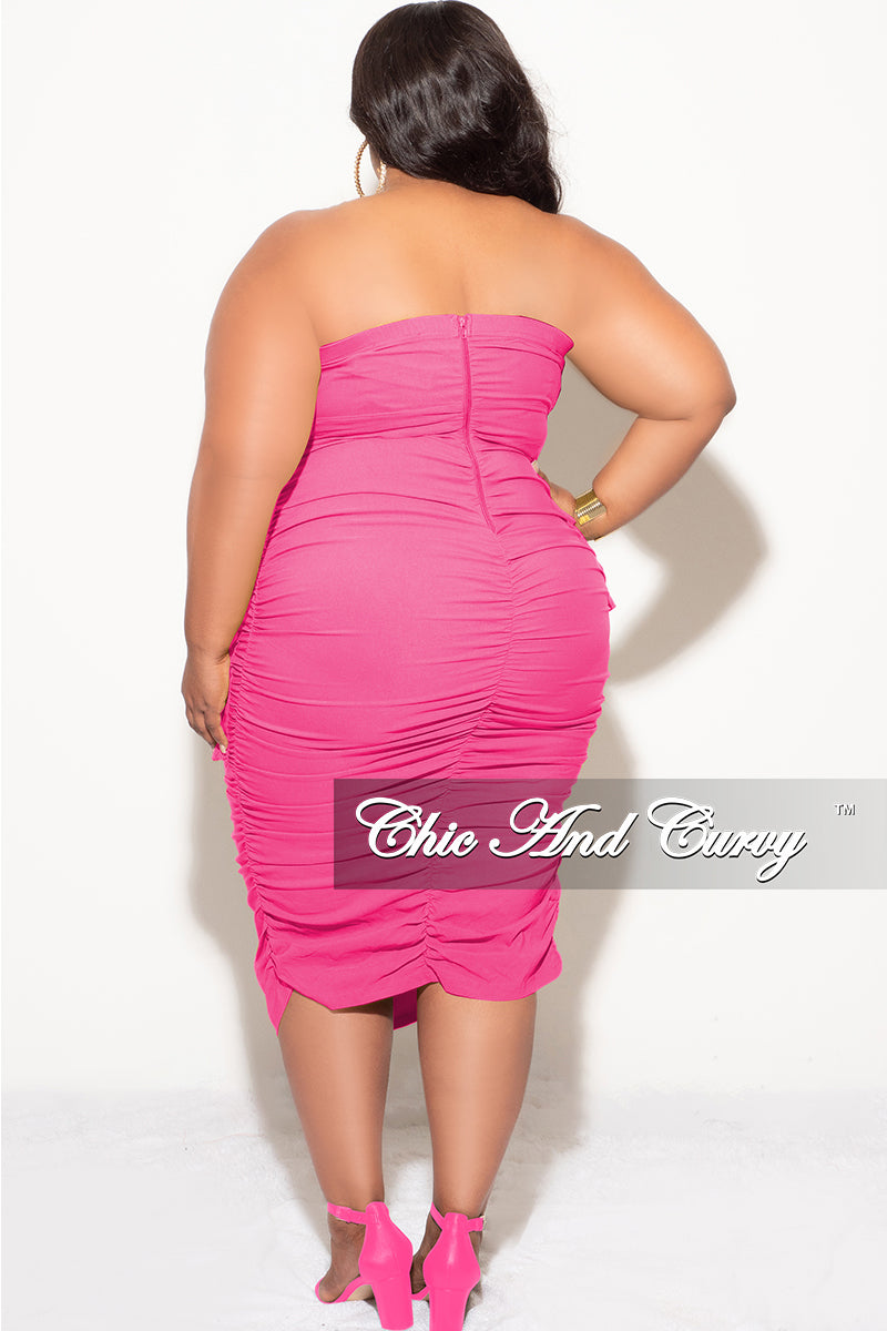 Final Sale Plus Size Strapless Cargo Midi Dress in Pink