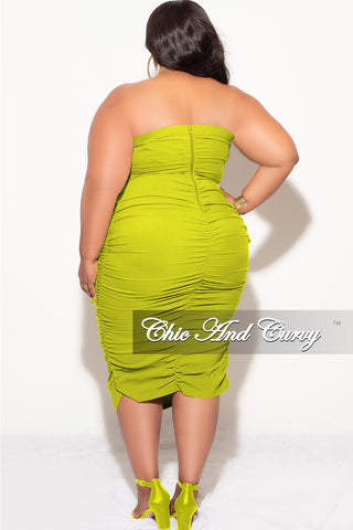 Final Sale Plus Size Strapless Cargo Midi Dress in Olive