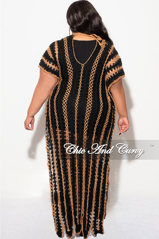 Final Sale Plus Size Crochet Cover Up in Black & Tan