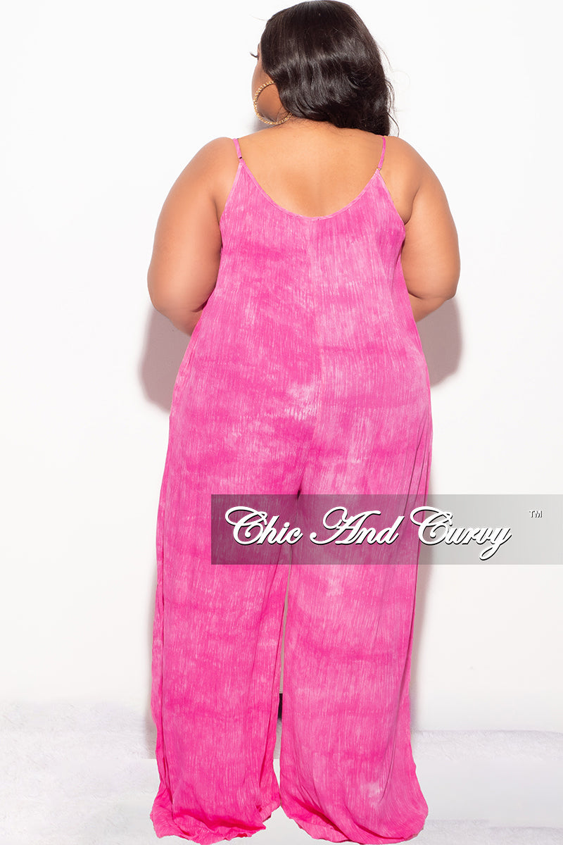 Final Sale Plus Size Jumpsuit with Soft Crepe Fabric in Pink