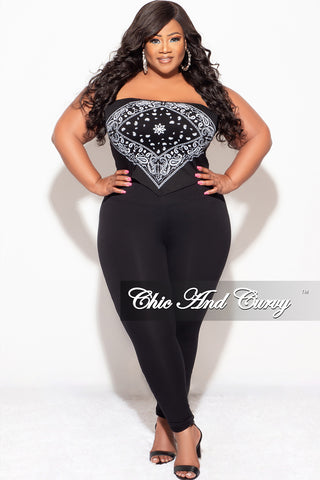 Final Sale Plus Size Strapless Bandana Top in Black and White