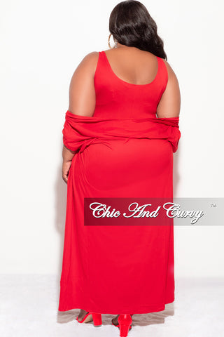 Final Sale Plus Size 2pc Duster and Tank Unitard in Red