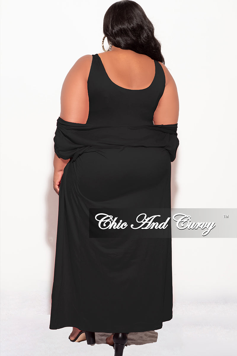 Final Sale Plus Size 2pc Duster and Tank Unitard in Black