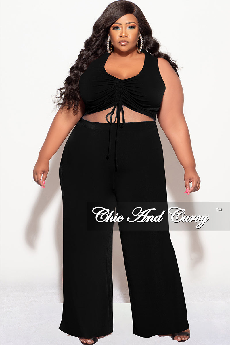 Final Sale Plus Size 2pc Crop Top & Palazzo Pant Set in Peacock and An –  Chic And Curvy