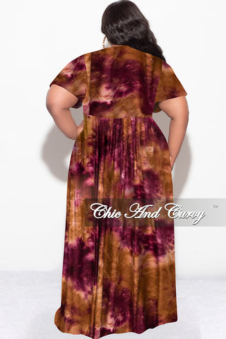 Final Sale Plus Size 2pc Cropped Tie Top and Skirt Set in Burgundy & Orange Tie Summer
