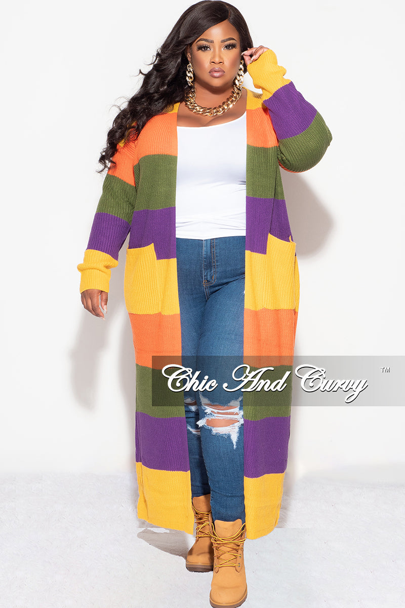Final Sale Plus Size Knit Sweater Duster Mustard Orange Olive and Purple