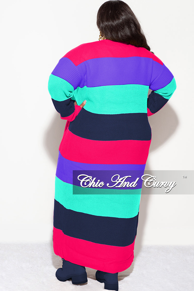 Final Sale Plus Size Knit Sweater Duster Hot Pink Purple Turquoise and Navy