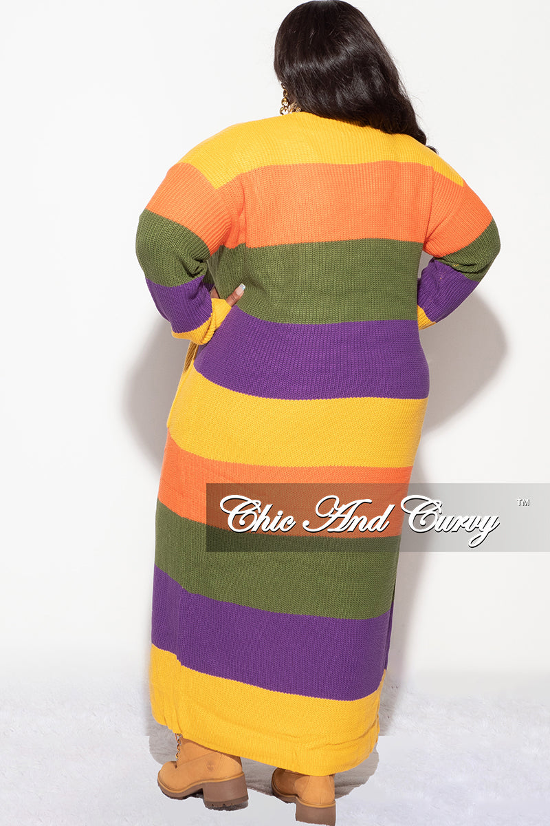 Final Sale Plus Size Knit Sweater Duster Mustard Orange Olive and Purple