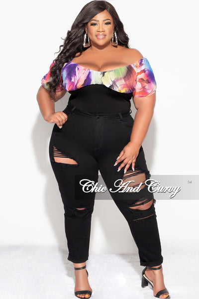 Final Sale Plus Size Long Sleeve Off the Shoulder Bodysuit in Black – Chic  And Curvy