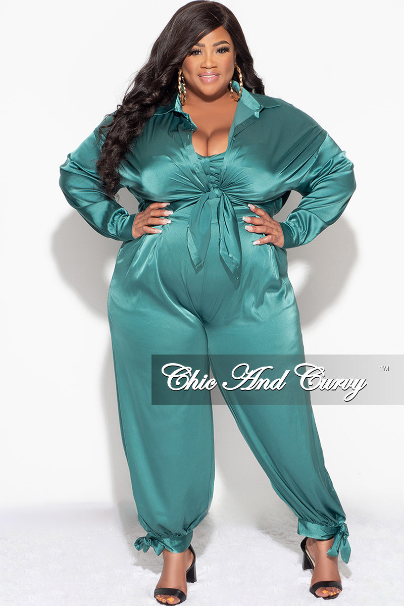 Final Sale Plus Size Satin 3pc Set (Collar Top, Tube Bra and High Wais –  Chic And Curvy