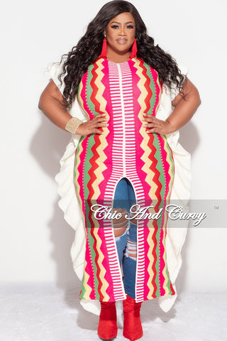 Final Sale Plus Size Moroccan Dress/Top in Pink & Red Zig Zag Print