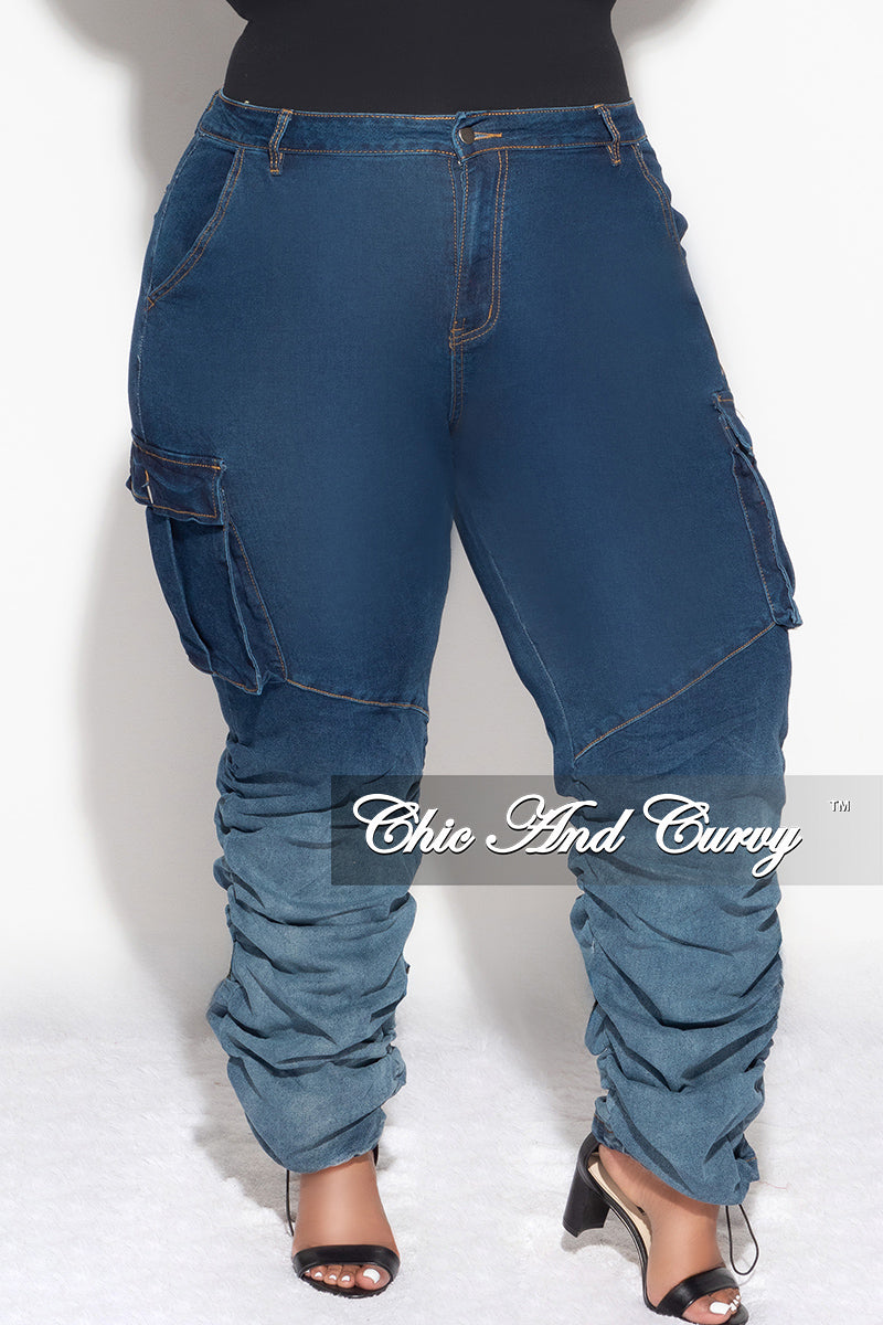 Final Sale Plus Size Two Toned Ruched Denim Jeans