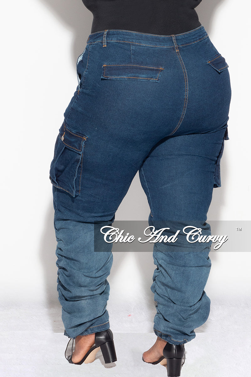 Final Sale Plus Size Two Toned Ruched Denim Jeans