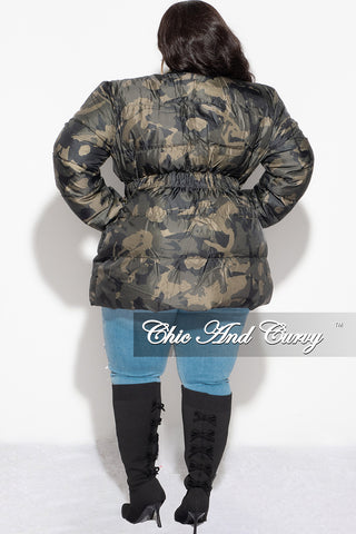 Final Sale Plus Size Puffer Jacket/Dress in Camouflage Print