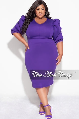 Final Sale Plus Size Scuba BodyCon Dress in Purple