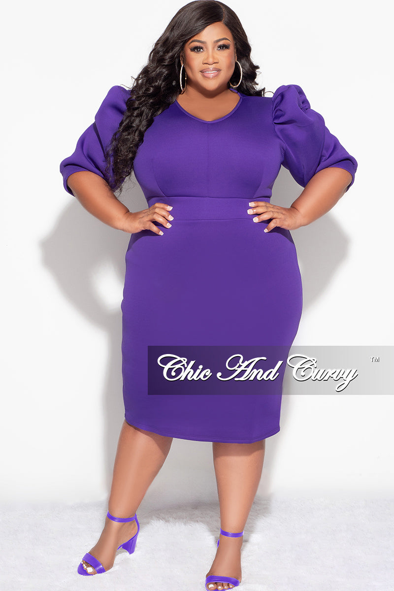 Final Sale Plus Size Scuba BodyCon Dress in Purple