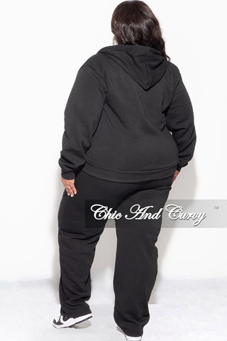 Final Sale Plus Size Long Sleeve Hooded Jogging Set in Black