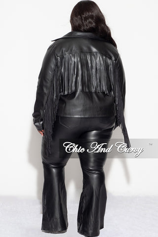 Final Sale Plus Size Fringe Faux Leather Top in Black