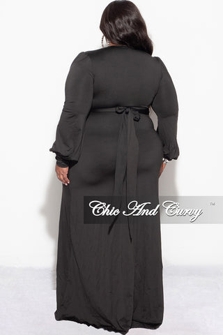 Final Sale Plus Size Faux Wrap Cut Out Maxi Dress in Black