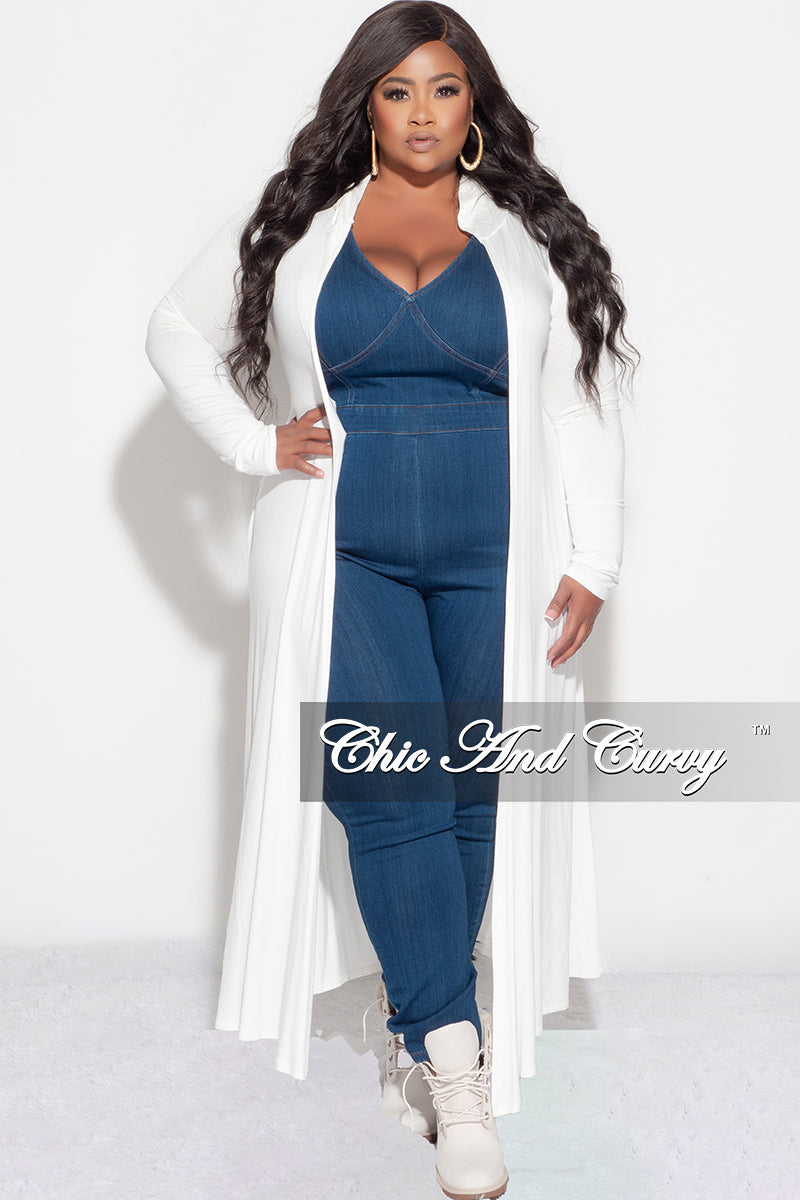 Final Sale Plus Size Hooded Duster in Ivory