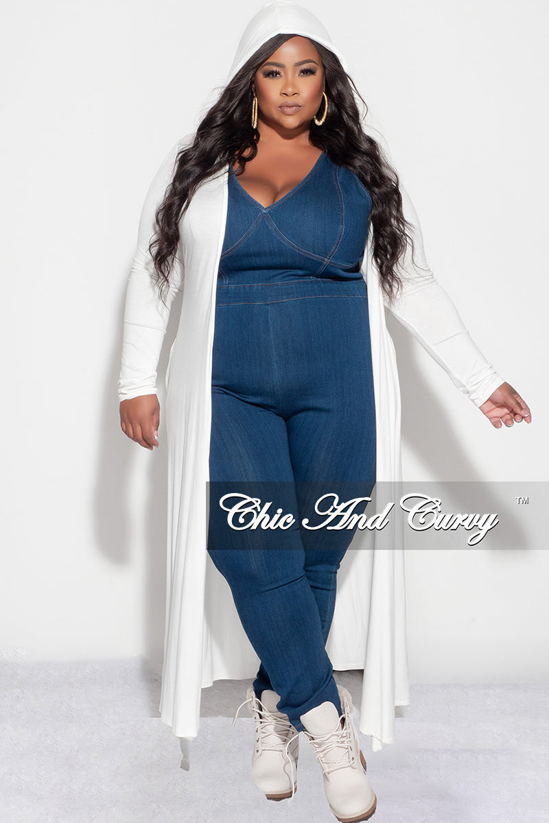Final Sale Plus Size Hooded Duster in Ivory