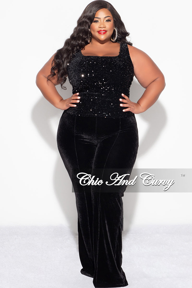 Final Sale Plus Sleeveless Sequin Size Top in Black