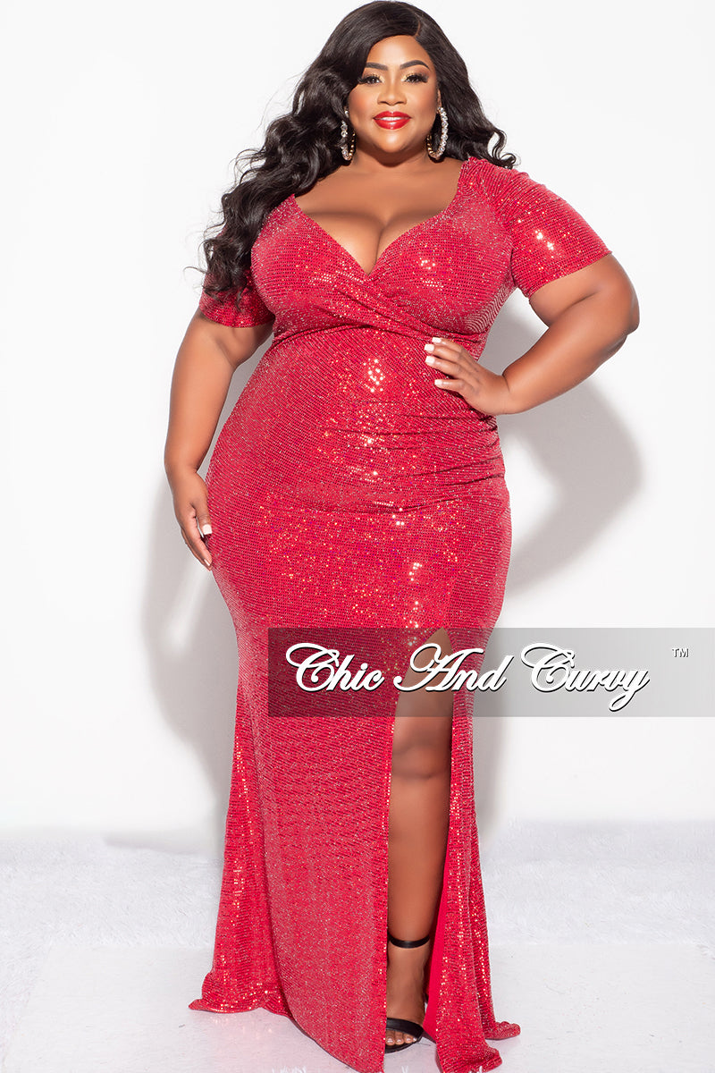 Final Sale Plus Size Evening Gown Deep V Neck Dress in Confetti