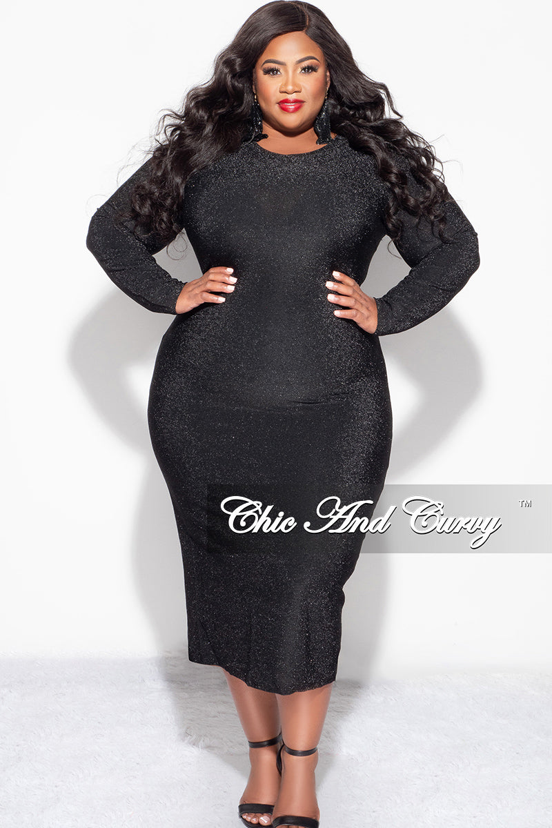 Final Sale Plus Size Sequin Dress in Black