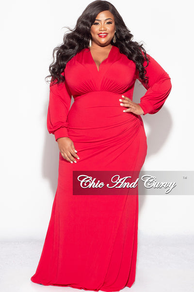 red evening dress plus size Final Sale V-Neck Gown with Ruched Overlay in Luxury Cotton Easy Swimsuit Coverup Free sewn just for you Color:GARDENIA