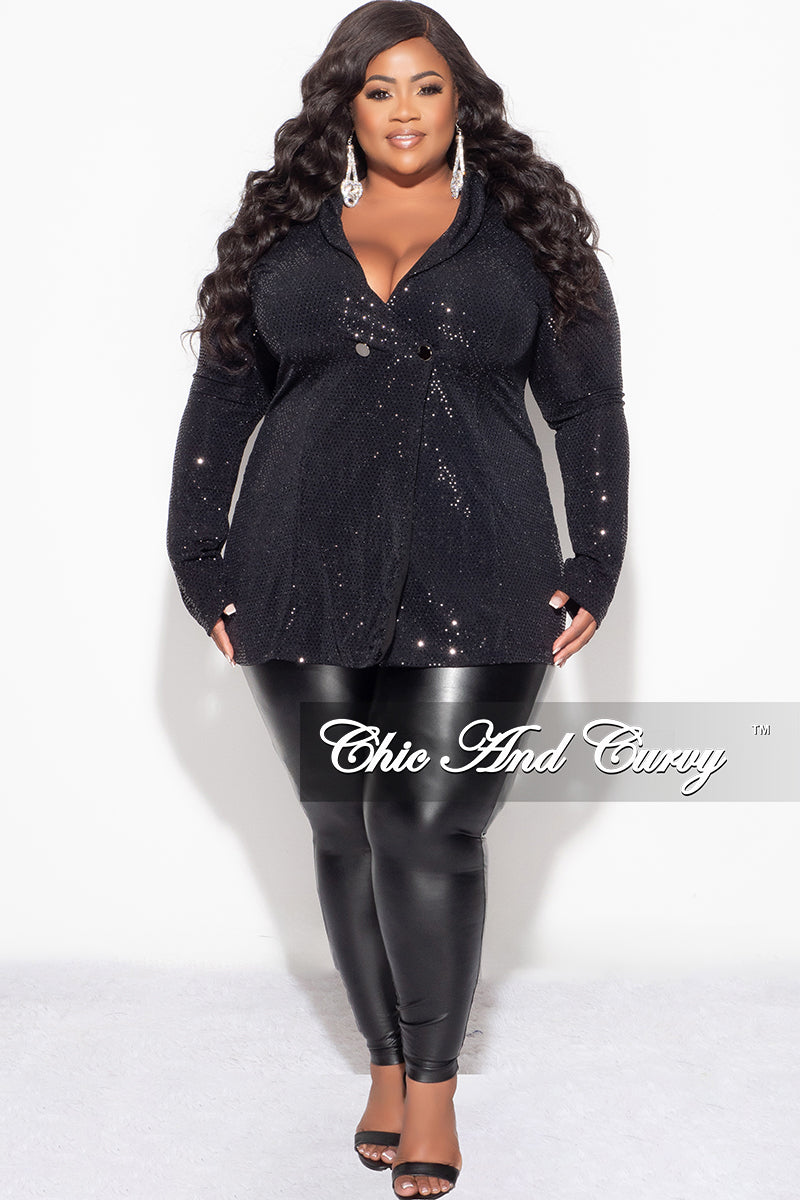 Final Sale Plus Size Sequin Blazer in Black Kim Misc B