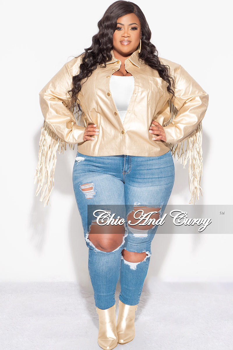 Final Sale Plus Size Fringe Faux Leather Top in Gold – Chic And Curvy