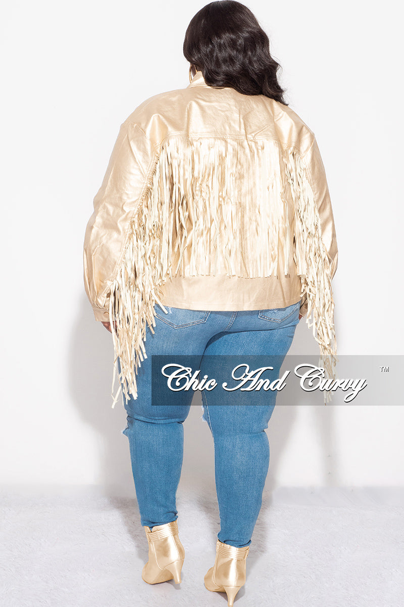 Final Sale Plus Size Fringe Faux Leather Top in Gold
