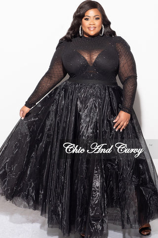 Final Sale Plus Size Glitter Mesh Bodysuit in Black (Bodysuit Only)